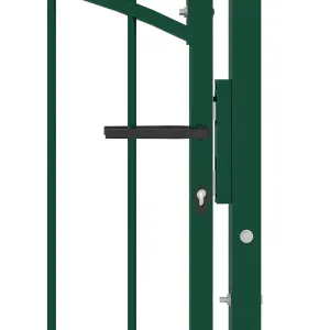 Berkfield Fence Gate with Arched Top Steel 100x150 cm Green