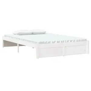 Berkfield Bed Frame White Solid Wood 120x190 cm Small Double