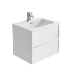 Jenner White Wall Hung Vanity Unit & Basin Set (W)600mm (H)500mm