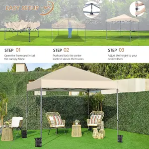 Pop Up Gazebo, 3x3m Easy One Person Setup Instant Shelter, Waterproof Garden Patio Canopy with 4 Sandbags, 4 Ropes & 8 Stakes, Whe