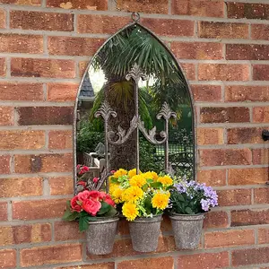 Rusty Wall Mirror With Triple Planter