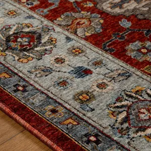 Luxurious Bordered Easy to Clean Persian Floral Traditional Red Rug for Living Room Bedroom & Dining Room-200cm X 285cm