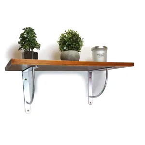 Solid Pine Rustical Shelf Dark Oak with LUK05 Bracket 25x90cm