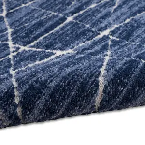 Blue Ivory Abstract Luxurious Modern Easy to Clean Rug for Bedroom & Living Room-160cm X 221cm