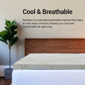 2" Bamboo Memory Foam Mattress Topper For Super King Bed (150cm x 200cm + 2.5cm)