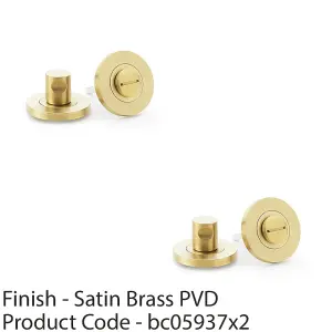 2 PACK - Modern Plain Thumbturn & Release Lock - Satin Brass - Bathroom Door WC