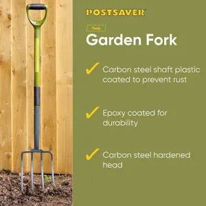 Garden Fork with solid forged carbon steel fork head with Steel Handle coated in PCV with Re enforced shaft (FREE DELIVERY)