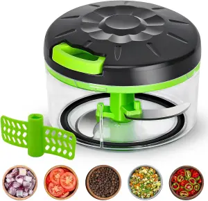 MantraRaj Hand Food Chopper with Pull String, Chopper for Vegetables, Fruits, Nuts, Meat, Spices, Onion Multipurpose Mixer Blender