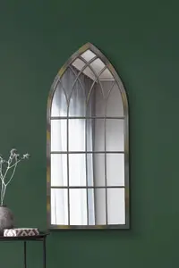 MirrorOutlet The Somerley Rustic Metal Arched Decorative Mirror 115CM X 50CM