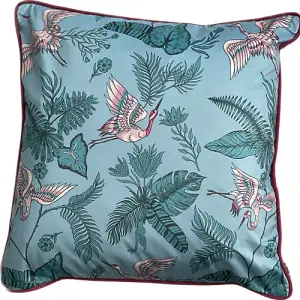 Bird of Paradise Cushion, Light Blue/Pink,50x50cm