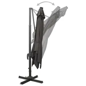 Berkfield Cantilever Umbrella with Pole and LED Lights Anthracite 300 cm