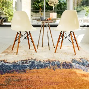 Orange Funky Modern Easy to Clean Abstract Rug For Dining Room-120cm X 170cm