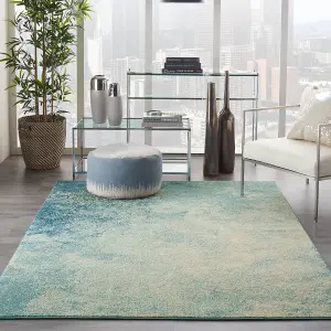 Navy Light Blue Luxurious Modern Abstract Dining Room Rug-160cm X 221cm