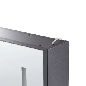 Bathroom Wall Mounted Mirror Cabinet with LED 60 x 60 cm Black CHABUNCO