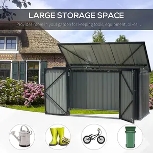 Charcoal Black Storage Shed Pent Tool Shed Bicycle Storage Shed with Lockable Door  and Base 6 x 4 ft