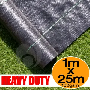 1m by 25m Dihl Weed Membrane Roll Black Polypropylene Weed Membrane