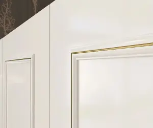 MARIE XL 6 Door 2 Drawer Mirrored Gold White Wardrobe