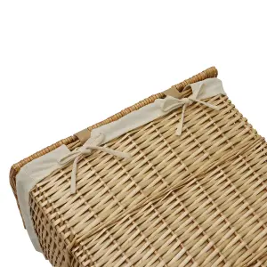 JVL Hand Woven Acacia Set of 2 Rectangular Laundry Willow Basket with 2 Waste Paper Baskets, Honey Finish