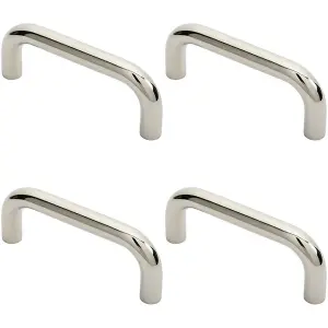 4x Round D Bar Pull Handle 169 x 19mm 150mm Fixing Centres Bright Steel