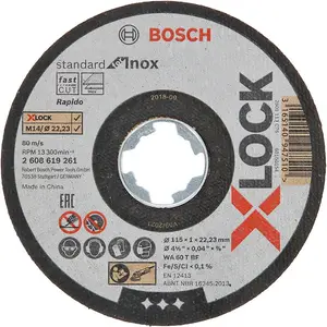 Bosch Professional X-LOCK Standard Inox Straight Cutting Wheel - 10x115x1x22.23mm, WA 60 T BF