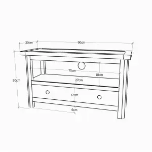 Lugo Waxed 1 Drawer TV Cabinet Brass Drop Handle