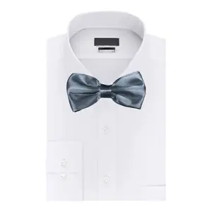 Light Grey Satin Polyester Bow Tie for Casual & Formal Wear, Wedding Party Accessory