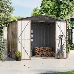 8 x 6 ft Garden Metal Furniture Storage Tool Shed with Lockable Door