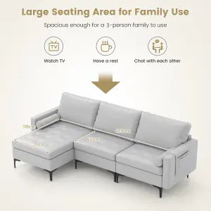 Costway Modular Sectional Sofa Couch Extra Large L-Shaped Sofa w/ 2 USB Ports