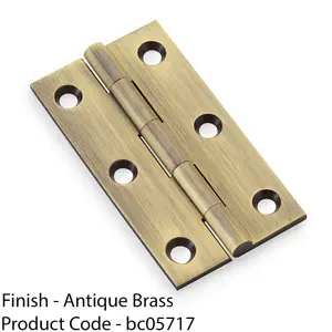 PAIR Solid Brass Cabinet Butt Hinge - 75mm - Antique Brass Premium Cupboard