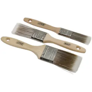 High-Quality 3 Piece Wooden Handle Paint Brush Set with Synthetic Filaments - Perfect for All Paints