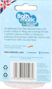 Bathmatic Duo Clean Sponge - Wipes & Cleans Showers, Tiles, Mirrors And Baths. - Pack of 6