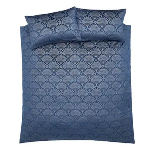 Art Deco Pearl Duvet Cover Set with Pillowcases with Pillowcases Navy Blue / Super King - 2 Standard Pillowcases