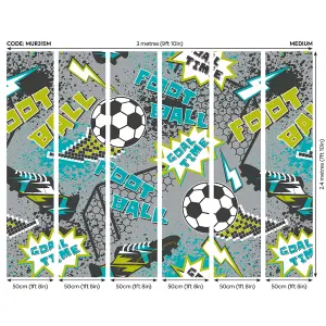 Origin Murals Graphic Pixel Footballs Grey Paste the Wall Mural 300cm wide x 240m high