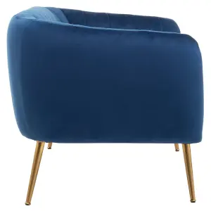 Interiors by Premier Larissa Two Seat Blue Velvet Sofa