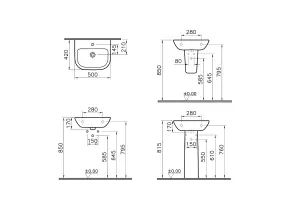 VitrA S20 One Tap Hole Cloakroom Washbasin, 50cm