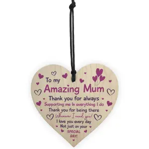 Mothers Day Hanging Gift For Mum Wood Heart Birthday Gift For Mum From Daughter Son