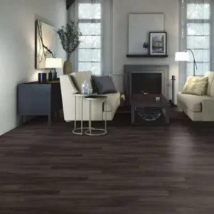 Black Modern Wood Effect Anti-Slip Vinyl Flooring for Home, Shops, Offices, 2.8mm Thick Vinyl Sheet-4m(13'1") X 2m(6'6")-8m²