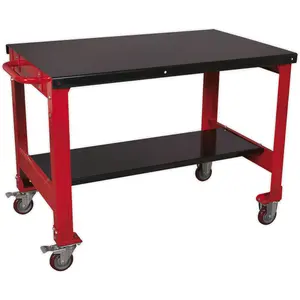 Heavy-Duty 2 Level Mobile Workbench with 300kg Capacity and Locking Castors