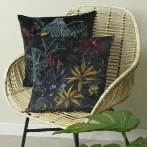 Evans Lichfield Zinara Leaves Velvet Feather Filled Cushion