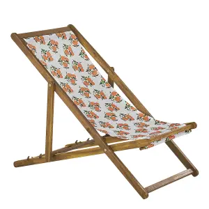 Sun Lounger Wood Light Brown ANZIO