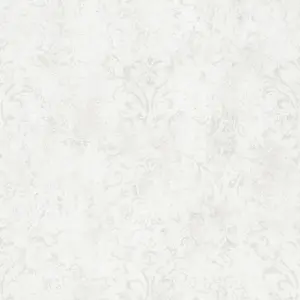 Galerie Urban Textures Metallic White Ornamental Mottled Damask Wallpaper Roll