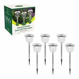 Chrome Solar Powered Integrated LED Pathway Light Pack (Set of 6)