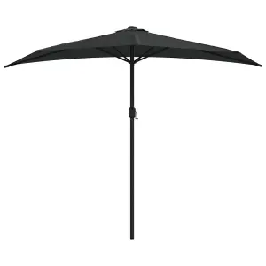 Berkfield Balcony Parasol with Aluminium Pole Black 270x135x245 cm Half