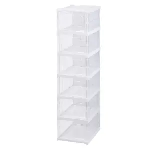 6 Tier Transparent Foldable Shoe Storage Box Shoe Organiser