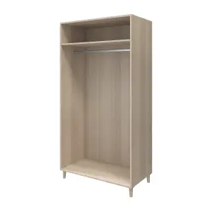 GoodHome Atomia Freestanding Matt white oak effect Particle board Wardrobe (H)1975mm (W)1000mm (D)600mm