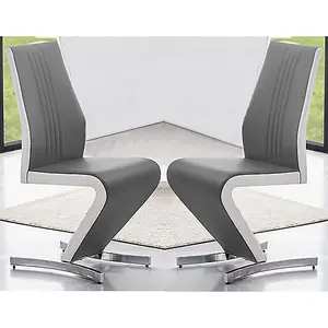 Gia Grey And White Faux Leather Dining Chairs In Pair