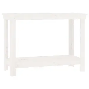 Berkfield Work Bench White 110x50x80 cm Solid Wood Pine