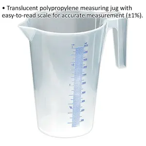 2 Litre Translucent Measuring Jug with Spout and Handle for Precise Measurements