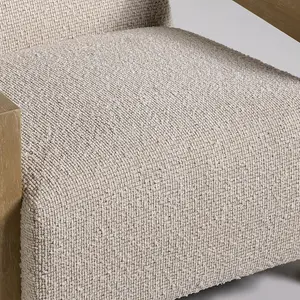 Seville Armchair Cream Boucle Upholstered Fabric Seat Solid Block Accent Frame