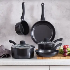 Cermalon 5 Piece Black Carbon Steel Cookware Set